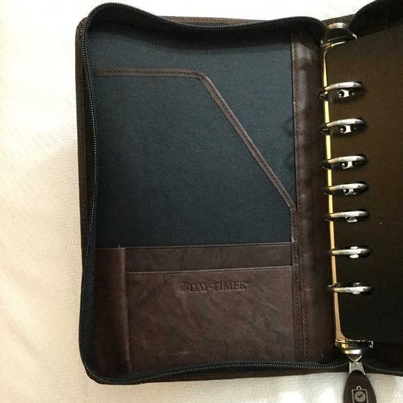 Day-Timer Brown Vegan Leather Zip Planner Cover | Junior Size - Picture 4 of 15